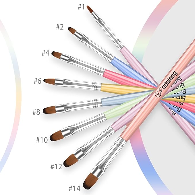 Gel Nail Brush, 8Pcs Acrylic Nail Sculpting Brush for Salon at Home DIY Manicure with Tips Builder Brush Pen and Structure Gel Brush
