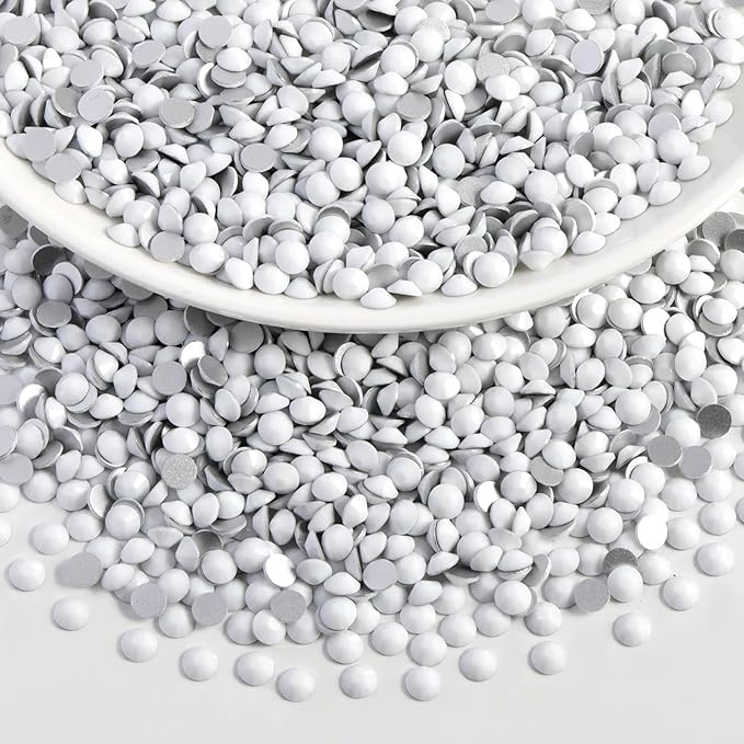 Beadsland 1440pcs Flat Back Crystal Rhinestones Round Gems for Nail Art and Craft Glue Fix, Chalk White, SS16,3.8-4.0mm