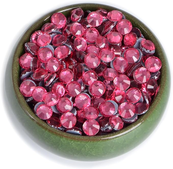 NCB 2880pcs Hotfix Rhinestones Flatback Glass Crystal Mixed Color Rhinestone with Tweezers and Picking Pen for Crafts Clothes Nail Art (Rose, SS12 3mm)