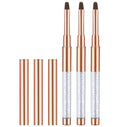 3Pcs Builder Gel Brush, Oval UV Hard Gel Brush for Nail Brushes with Rhinestone Handle, Nails Art Design Perfect for Builder & Polish, Rose Gold