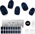 Semi Cured Gel Nail Strips with 20 Pieces - UV Gel Stickers, Manicure Kit, Easy Application Wraps Includes Prep Pads, Nail File, Wooden Stick - UV Light Required (Black Amethyst)
