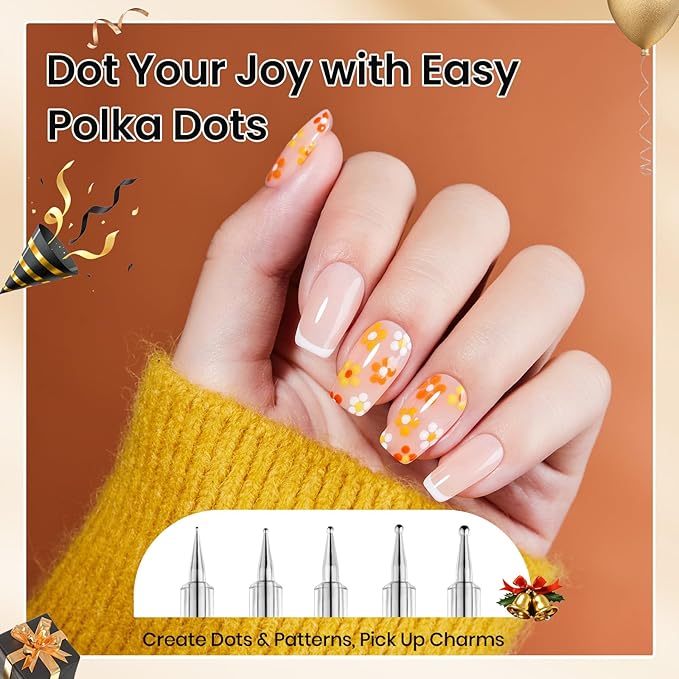 Beetles Nail Art Brushes 8pcs – Crystal Nail Art Tools 5pcs Double-headed Nails Dotting Tool, 3pcs Striping Liner Brushes for Nails with Pearls Bowknot Stickers, DIY Home Salon Manicure Design Tools