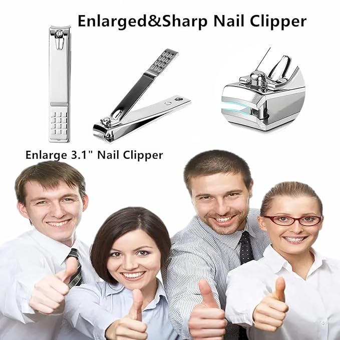 Nail Clipper Set Men Women Professional Stainless Steel Manicure Pedicure Set 16 Pcs Toe Finger Nail Clippers Kit with Portable Travel Case Personal Care Men Grooming Kit for Husband Family