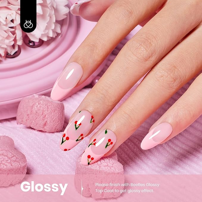 Beetles Pink Gel Polish - Fairy Floss 15ML/0.51Fl Oz, Pastel Light Pink Gel Nail Polish, Soak Off UV LED Lamp Nail Art, Long-Lasting Manicure Salon DIY Home Spring Nails - Gifts for Her