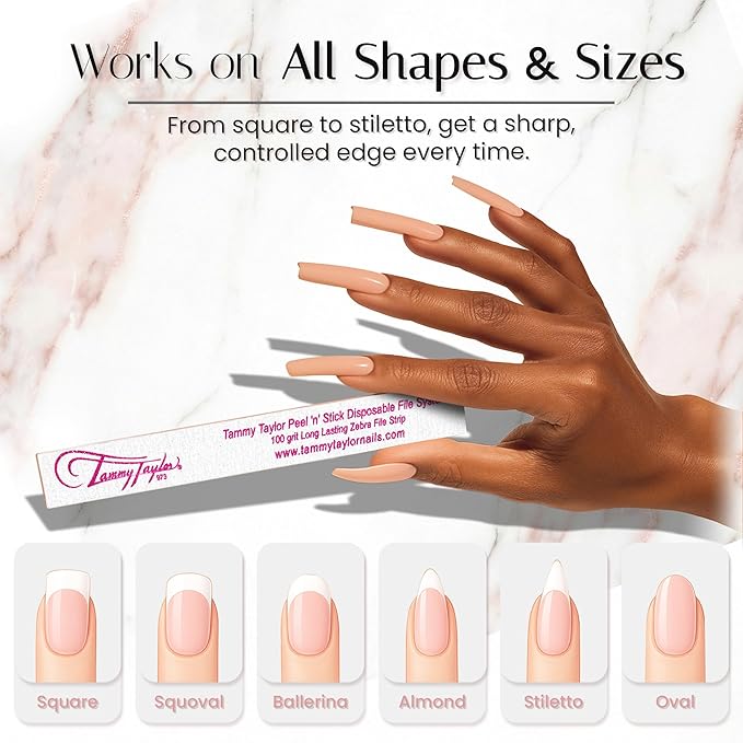 Tammy Taylor 100 Grit Acrylic Finger Nail Files for Women, 100/180 Limas para Uñas & Emery Boards for Nails, Professional Manicure Tools, Salon Art Supplies & Accessories, Disposable Fingernail File