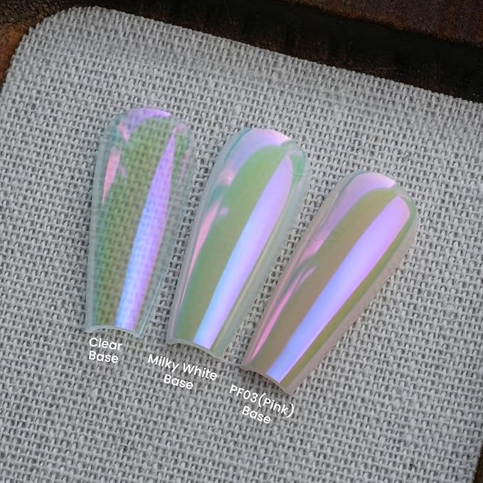 Yokefellow GleamTap Cushion Aurora Chrome Nail Powder -Mermaid Aurora Effect,Nail Art Glitter Decoration for Home DIY Salon Manicure (GT113 Daydream/Green Blue with Lilac Sheen)
