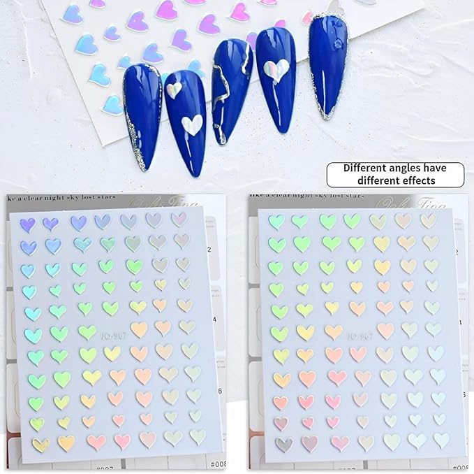 12 Sheets Star Nail Stickers 3D Self Adhesive Aurora Heart Nail Decals Moon Glitter Design Nail Stickers Nail Art Supplies for Women DIY Manicure Acrylic Decoration
