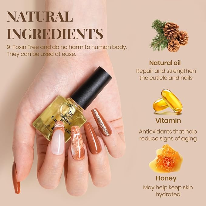 Beetles Gel Base and Top Coat with Cuticle Oil Set, 3Pcs No Wipe Top Gel Glossy Shine Long Lasting, Cuticle Oil Care for Dry Damaged for Stronger Nails Nail Care Kit Gifts for Women