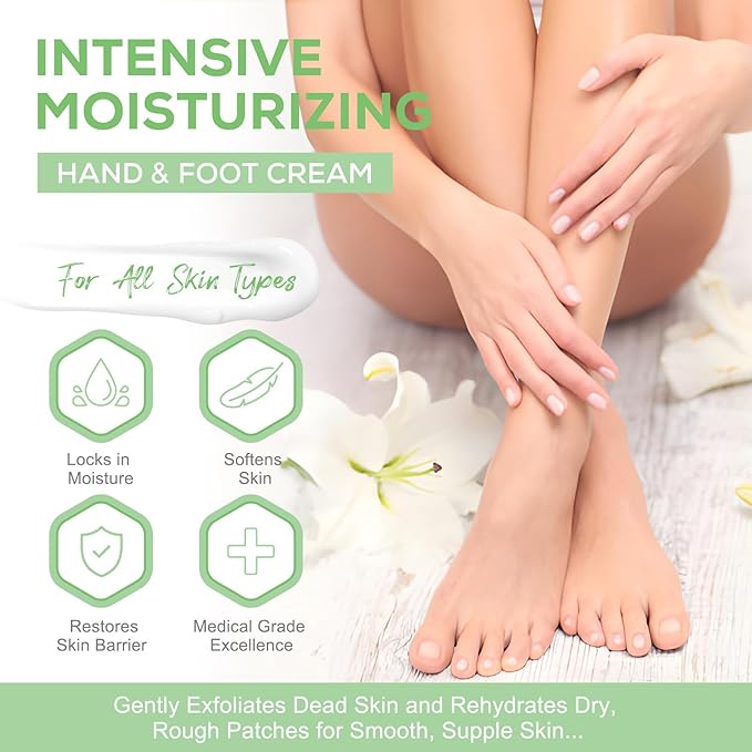 Urea Cream 40 Percent for Feet, plus 2 Percent Salicylic Acid - for Rough Thick Dry & Cracked Skin - Gently Exfoliates - Feet Hands Elbows - Tea Tree, Aloe Vera - 5.29 Oz(150g)