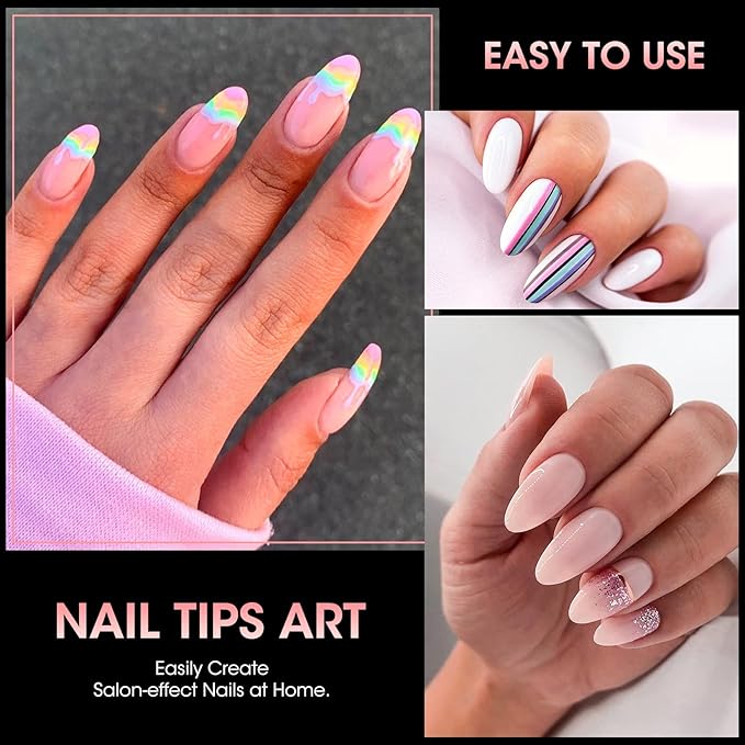 Buqikma 500PCS Short Nail Tips for Acrylic Nails - Clear False Short Artificial Tips for Manicure with Box（Pink Box with Tips）