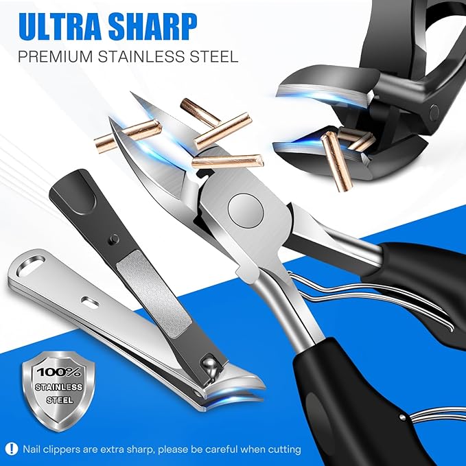 2026 Toenail Clippers for Thick Toenails for Seniors, Angled Large Nail Clippers Set for Men, Heavy Duty Ingrown Toe Nail Clippers with Wide Opening, Long Handle, Ergonomic Head, Gifts for Men & Women