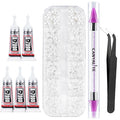 Canvalite Flatback Nail Pearls for Crafting, Multiple Sizes Half Pearls with 5Pcs B7000 Jewelry Glues & Picker Tools Bedazzling Bead for DIY Crafts Clothing Tumblers Shoes Decors Nail Art