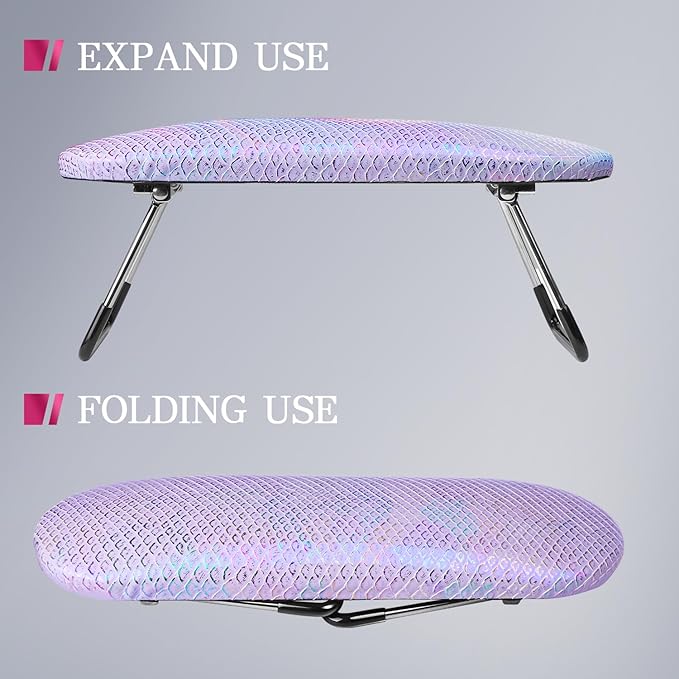 krofaue Professional Nail Hand Rest Stand - Nail Arm Rest High Density Sponge Foldable PU Leather Nail Arm Rest for Nail Tech with Non-Slip Stable Reduce Hand Fatigue Fit for Manicure Salon Use Purple