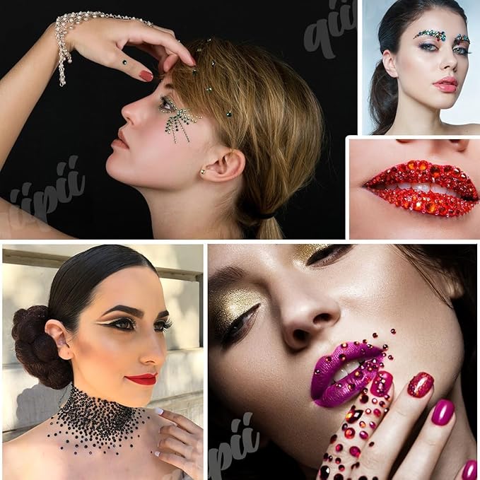Golden Resin Rhinestones w B7000 Jewelry Glue for Bedazzling Crafting 2mm 3mm 4mm 5mm 6mm Flatback Jelly Stones Diamonds Gems Bedazzler Kit for Nails Face Eyes Makeup Tumblers Beauty DIY Crafts