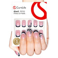 Curvlife Soft Gel Press on Nails, 30Pcs 15 Sizes Soft Gel Nail Tips, Full Cover Design Reusable Fake Nails Kit with Glue and Adhesive Tabs (black flower french, Medium)
