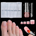 Toe Dual Nail Forms for Poly Gel & Builder Gel Toenail Extension - 120Pcs Reusable Full Cover Square Toenails Molds with 12 Sizes - Professional Pedicure Nail Tips for Salon & DIY at Home