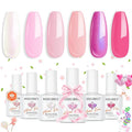 modelones Pink Gel Nail Polish Set,Hema-Free Light Pink White Hot Pink Gel Polish Kit Magenta Purple Shimmer LED 6 Colors 2026 Spring Easter Nail Art Gift Salon DIY Starter Kit