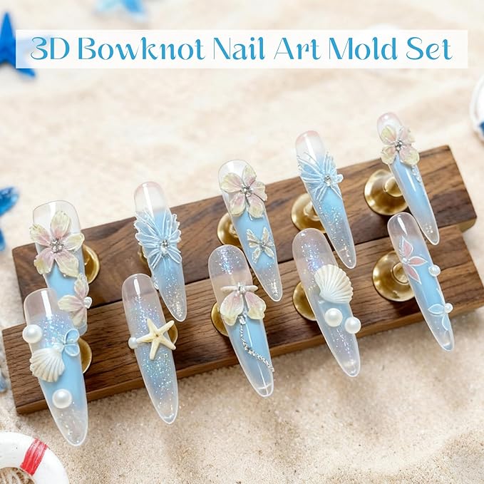 Biutee 3D Nail Molds for Nail Art, Sea Shell Silicone Nail Molds DIY Ocean Charms Nail Molds for 3D Sculpting Molding Gel Nail Desgin Nail Manicure Carved Mould Resin Epoxy Mold