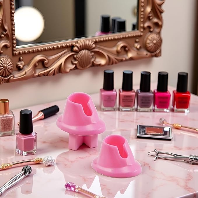 3Pcs Pink Premium Soft Rubber Nail Polish Bottle Holder Display Nail Art Varnish Polish Seat Tool Pink Anti-spill Bottle Stand Manicure Display Tools Nail Art Supplies for Nail Organizer Display