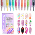 12 Colors Nail Art Pens, 3D Water Based Nail Art Marker Pens for Painting Point Graffiti Dotting Liner Pen - Home Salon Quick Dry Nail Tool Manicure