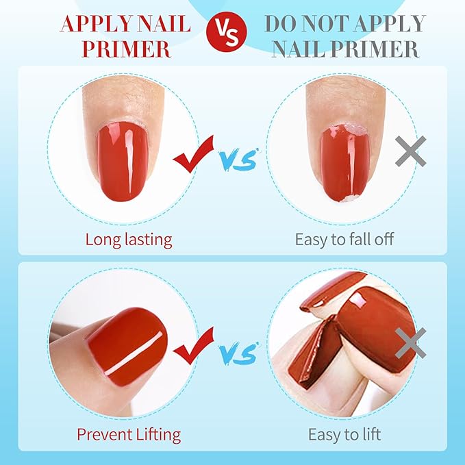 Born Pretty Nail Dehydrator and Nail-Primer, Nail Prep Dehydrator Acid Free Nail-Primer, Cuticle Oil for Nails, Base and Top Gel Coat Nail Supplies Functional Nail Set 5PCS