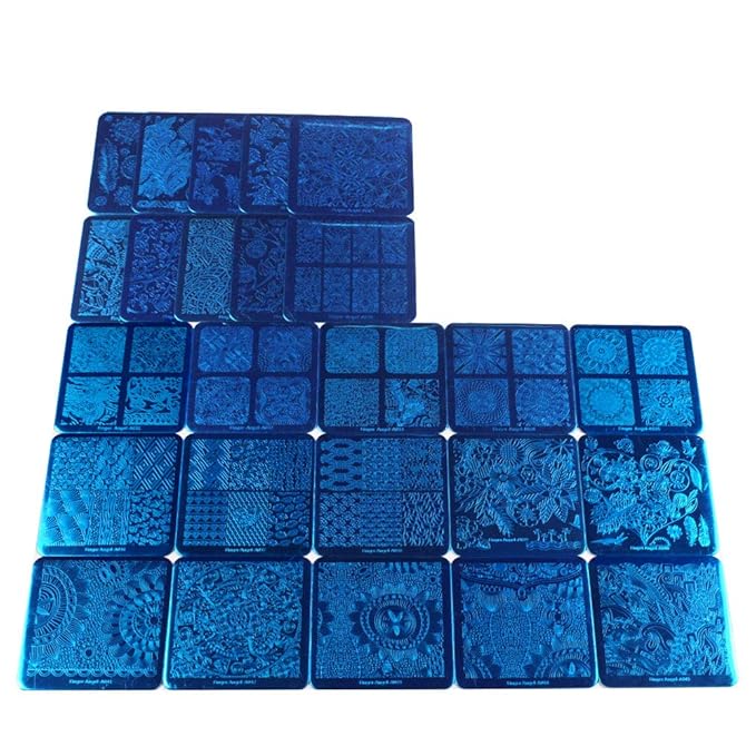 Mix 25Pcs Nail Art Stamping Template Full Cover Nail Template Manicure Print DIY Image Plate with Stamper Kit(A21-45)