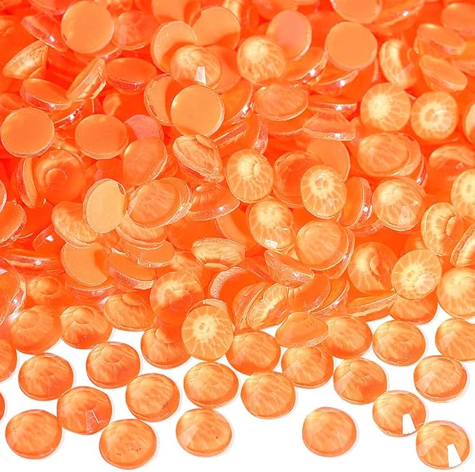 Blinginbox Flatback Rhinestones Round Gems, 1440pcs Luminous Series Glass Stones Neon Gems Non Hotfix Crystal Rhinestones for Nail Charms Crafts Clothes Tumblers,New Orange Neon,SS20.