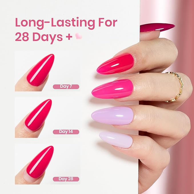 Beetles Gel Base and Top Coat Set Valentines Limited, 2Pcs 15ml No Wipe Top Coat Gel Nail Polish & Strong Adhesion Base Coat Long Lasting UV Lamp Needed Nail Art Design Manicure Gifts for Women