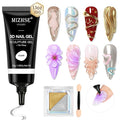 MIZHSE 3D Nail Gel 30G Clear 3D Nail Art 3D Sculpting Gel with Chrome Powder for Nail Art Design Molding Gel for Nails No Wipe Supply U V LED Gels Polish for Nails Sculpture Home DIY