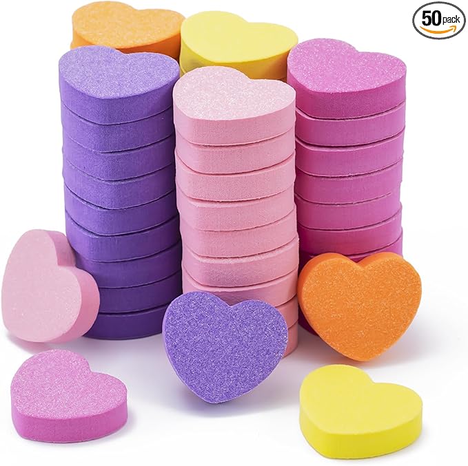 MelodySusie Heart Shape Mini Nail Buffer Block,100/180 Grit Double-Sided Sponge Nail File,Professional Nail Polishing Tools for Shaping and Smoothing,Suitable for Manicures and Pedicures,50 Pcs