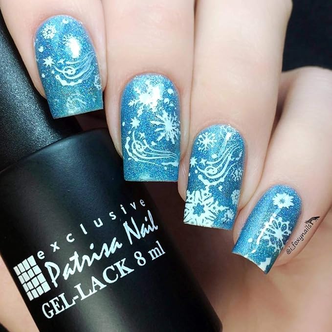 Whats Up Nails - A014 Holiday Snowfall Stamping Plate for Christmas Winter Nail Art Design