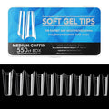 Soft Gel Curved Nail Tips, Full Cover Clear Gelly False Nail, Half Matte Acrylic Fake Nail, Press on Nail Tips Set for Extension, Home DIY Salon Manicure Nail art (Half cover 1, 550PCS)