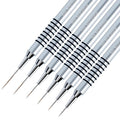 Metallic Nail Art Liner Brushes, 6Pcs Professional Gel Polish Painting Art Design Pen Set for Long Lines, Thin Details, Fine Drawing Sizes 5/7/9/11/20/25mm Nail Art Design Gift for Women(silver)
