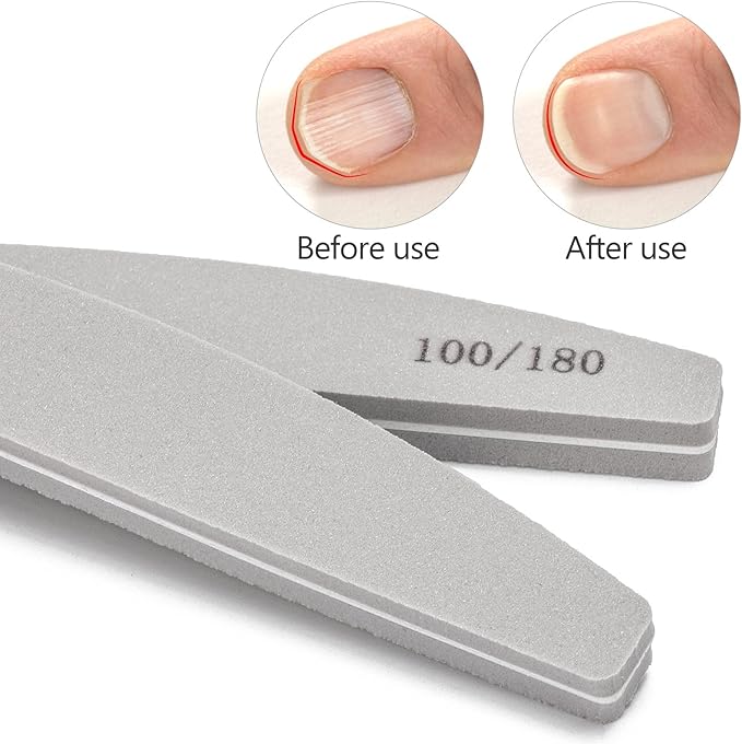20 Pack Nail Buffers 100/180 Grit Washable Double Sided Nail Block File for Acrylic Natural Gel Nails, Gray