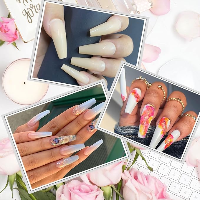 Tapered Extra Long Nail Tips, Ballerina Natural Acrylic Fake Nail Tips, Press On Nail False Nails with Box for Nail Salons and DIY Nail Art, 240PCS, 10 Sizes (Natural)
