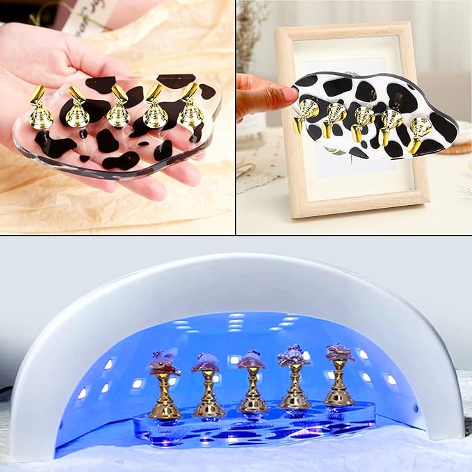 1Set Acrylic Nail Stand with 42pcs Reusable Putty Unique Shape Press on Nail Kit Nail Holder for Painting Nail Display Practice Stand Nail Tip Stand Magnetic Nail Art Tools