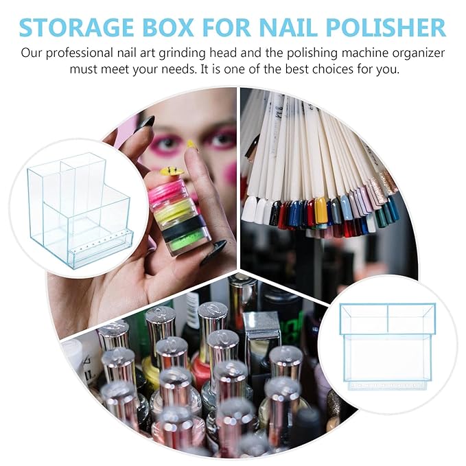 1pc Polishes Grinding Stand Oils Makeup Holder Professional Head Container Nail Socket Women Bits Proof Clear Rack Supplies Salon Tools Bit Display Organizers Tool