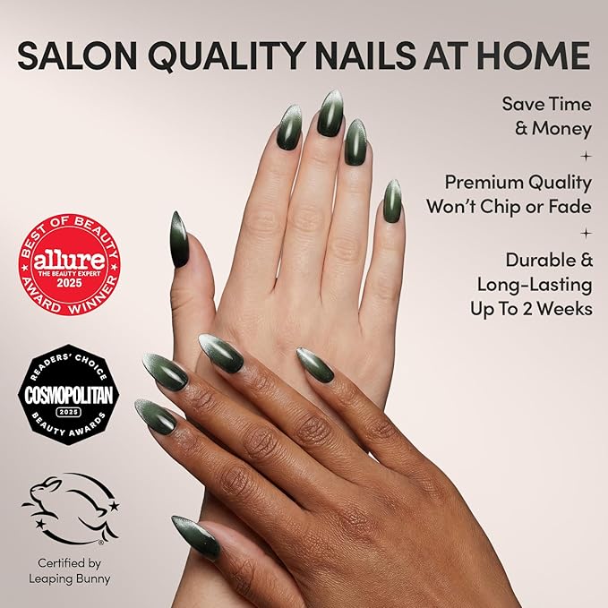 Beetlejuice Beetlejuice™ x Glamnetic Press On Nails - Ghost House™ | Long Coffin Black & Navy Ombre Graphic Nails with Back Design in a Glossy Finish | 15 Sizes - 30 Nail Kit with Glue