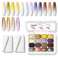 Sponges Pat Gel Nail Polish Palette, 16 Colors Blending Ombre Gel Polish Patting Gradient Painting Nails Art, No Wipe, UV/LED Cured (16 Colors D)