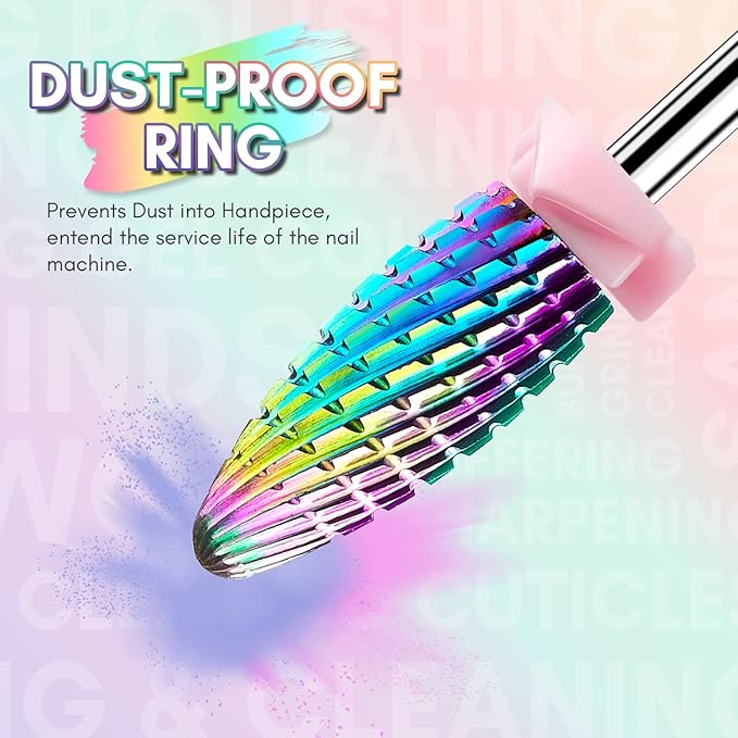 Makartt Nail Drill Bits Set:10Pcs Dimond Tungsten Carbide Nails Bits,3/32 Inch for Acrylic Gel Nails Cuticle Tools,Remove Acrylic Poly Nail Gel Nail Polish B-36,Bit Kit Manicure Pedicure Home Salon