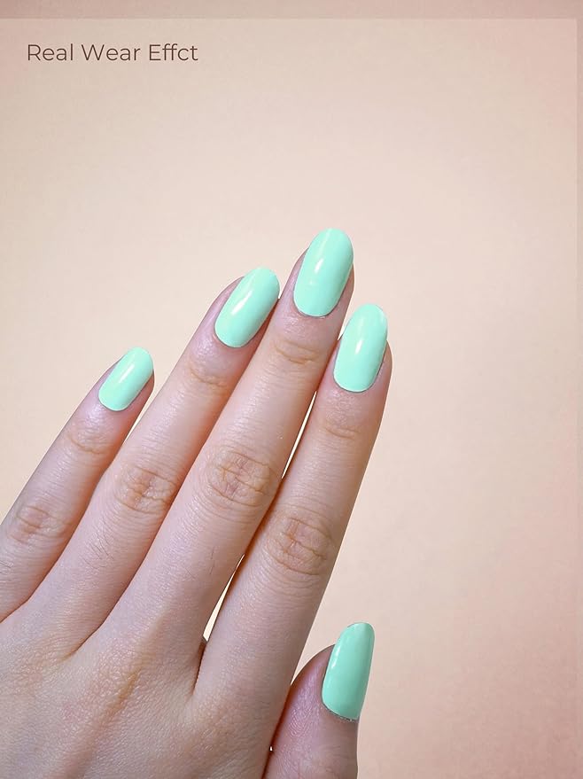 Pre Cured Gel Nail Strips - 44PCS Salon Quality Gel Nail Stickers - Long Lasting Polish Wraps for Women no UV Light Needed Easy Apply & Remove (Lime Green