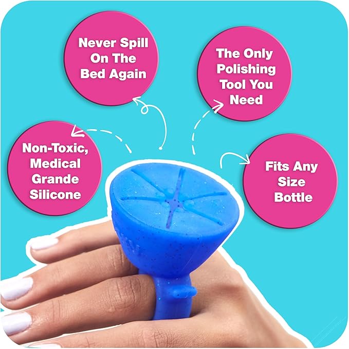 tweexy Wearable Nail Polish Holder Ring - Ideal Gift for Teenage Girls - Nail Polish Holder Stand for Manicure & Pedicure, Fingernail Painting - Nail Polish Accessories (Sapphire Night)