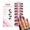 16Pcs Semi Cured Gel Nail Strips Purple Gel Nail Stickers UV/LED Light Needed Full Glitter Nails Wraps Glossy Nails Polish Strips for Women Includes Prep Pads, File, Wooden Cuticle Stick