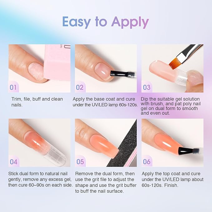ROSALIND 16 Colors Poly Nail Gel Kit With Mini Lamp - Clear Neon Starter Kit for Beginners, HalloweenAll Seasons Classic Colors Builder Neon Nail Gel Set Holiday