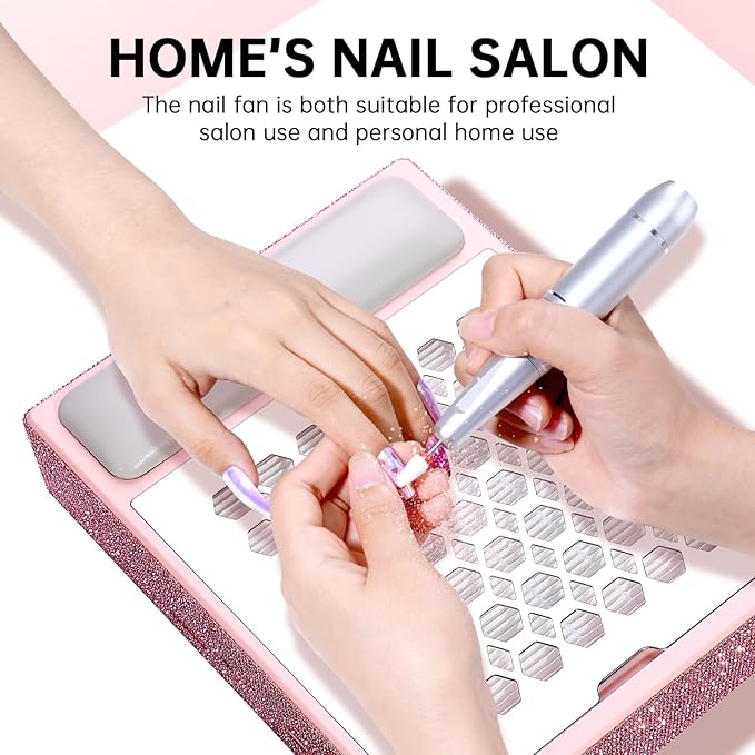 Nail Dust Collector, Cordless Dust Collector Nail Tech, Professional 550PA Vacuum Fan Vent Dust Extractor Quiet Dust Suction Machine for Acrylic Nails Polishing, Nail Salon&Home