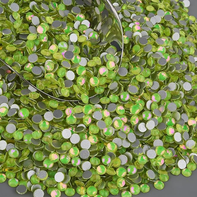 Blinginbox Rhinestones for Crafting,Flatback Rhinestones Glass Gems Stones Round Gemstones Non-Hotfix Crystal for Crafts Nail Decoration,Lemon Lime Crystal(1.9-2.0mm) SS6/1440pcs