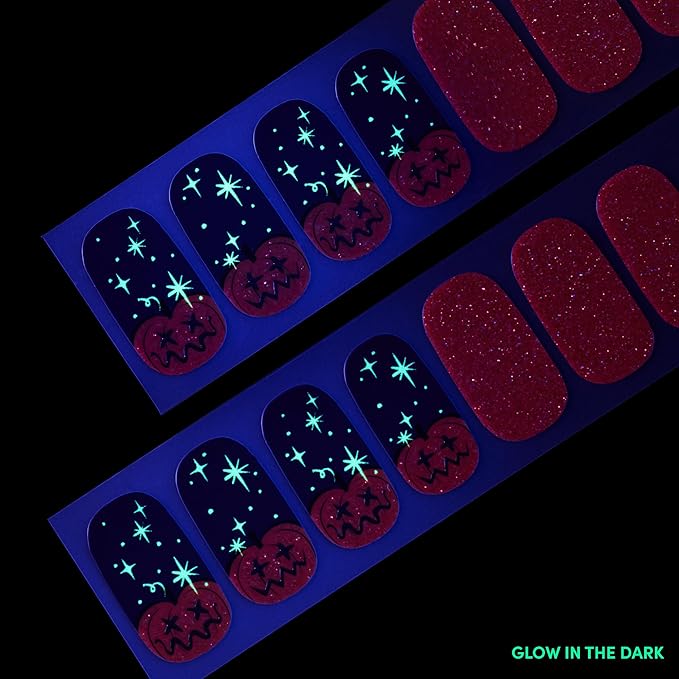 Dashing Diva Gloss Nail Strips - Hey Pumpkin - UV Free, Chip Resistant, Long Lasting Gel Nail Stickers - 3-Piece Manicure Set - Contains 32 Wraps, 1 Prep Pad, 1 File