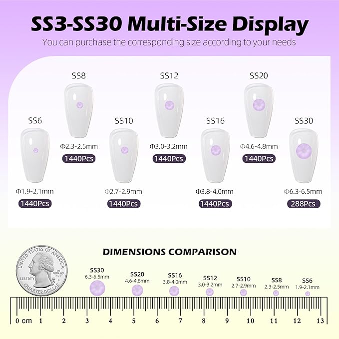 Mocha Lt.Purple Flatback Rhinestones, Glass Rhinestones for Nail Art and Craft, Glue Fix, Loose Crystal Gemstones(Mocha Lt.Purple, SS20, 1440pcs, 4.6-4.8mm)