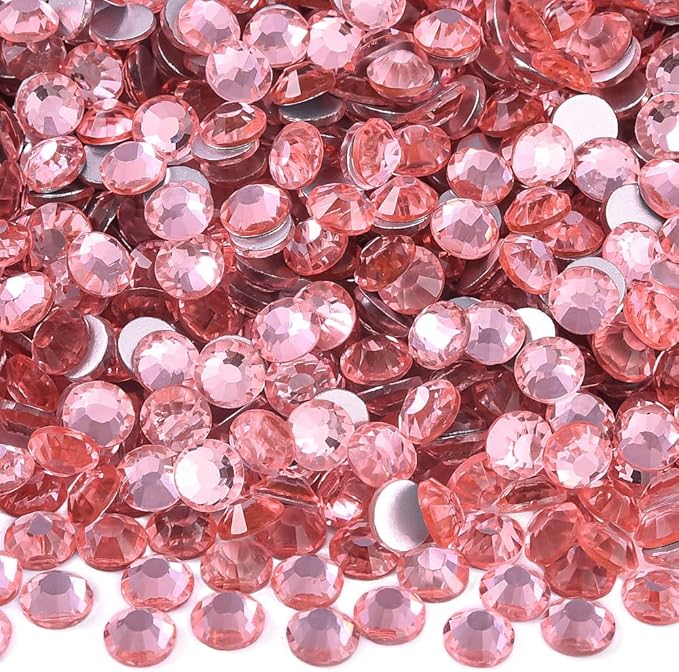 Blinginbox 1440Pieces SS6/1.9-2mm Flat Back Crystal Rhinestones Round Gems for Nail Art,Peach Pink