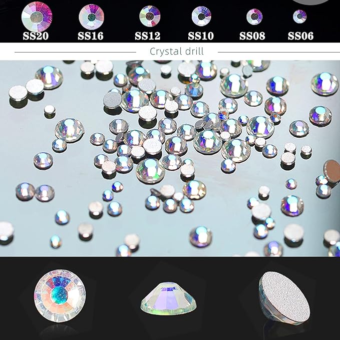4880 Pcs Color Crystal Nail Rhinestone Set, Nails Art Rhinestones Round Beads Flatback Glass Gems Stones, Multi Shapes Rhinestones Nail Art 3D Crystals for Nail DIY Crafts Clothes Shoes Jewelry